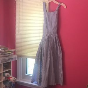 Blue and white striped sundress